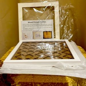New square white picture frame with mat , hardware